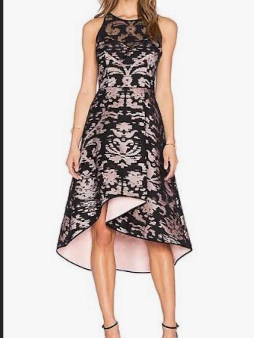 Milly Sleeveless Cocktail Dress Black & Blush Size 0 NEW W TAGS
